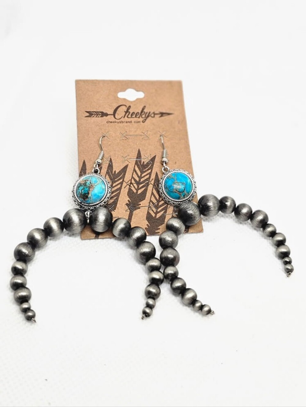 SQUASH BLOSSOM NAVAJO PEARL NWT TURQUOISE EARRINGS